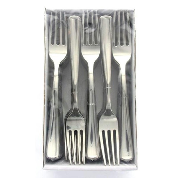 50 fourchettes de 17.5 cm en PVC rigide aspect inox argenté - Photo n°2