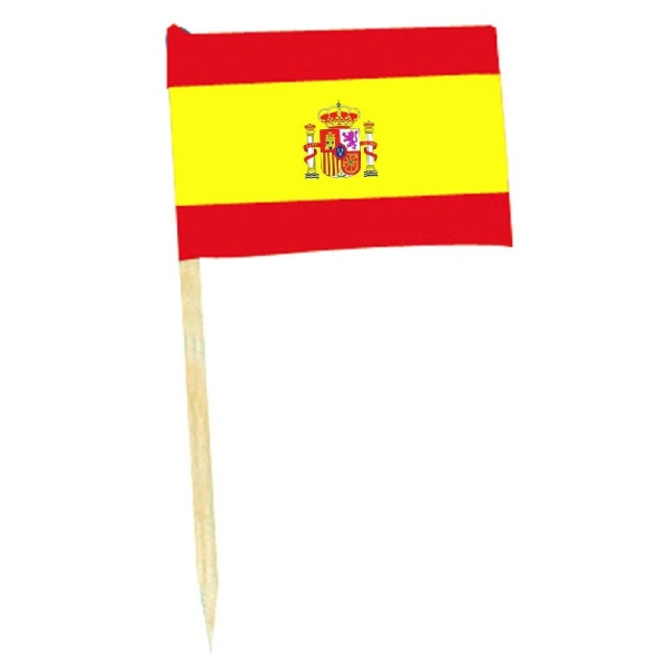 50 Piques cocktails mini drapeau Espagne - 3.5 x 2.5 cm - Photo n°1