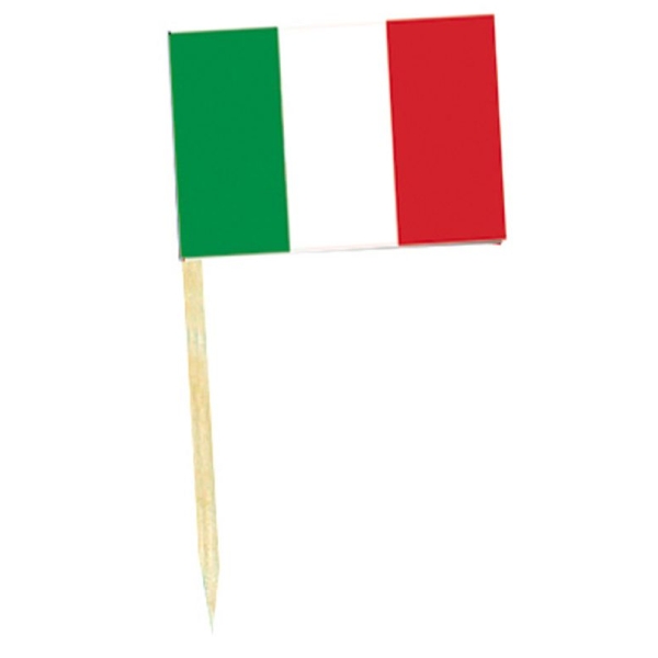 50 piques cocktails mini drapeau Italie - 3.5 x 2.5 cm - Photo n°1