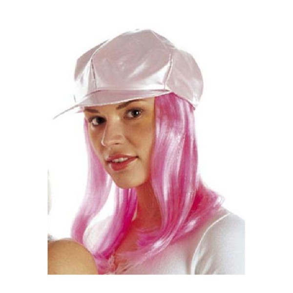 Casquette vinyle rose avec cheveux - Photo n°1