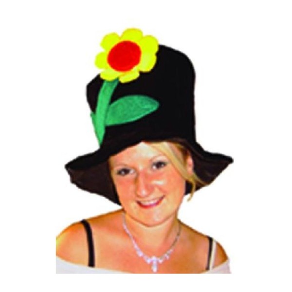Chapeau flanelle hippie avec fleur - Photo n°1