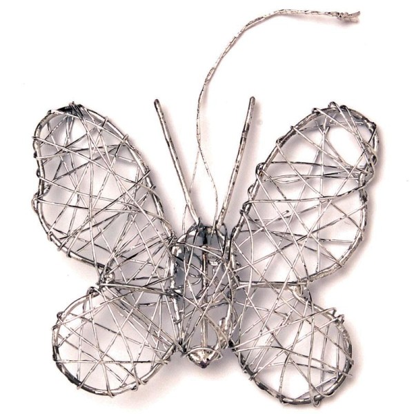 Papillon en fil de fer moyen Argenté 7,5 cm - Photo n°1
