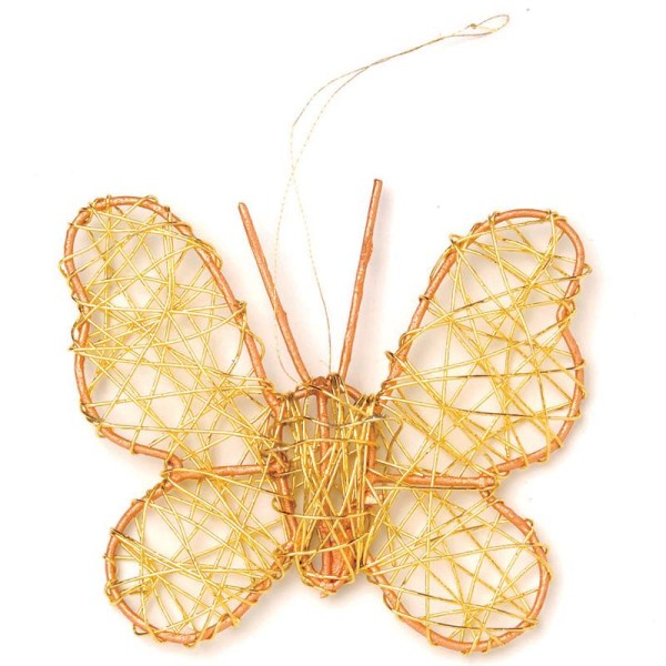 Papillon en fil de fer moyen Or 7,5 cm - Photo n°1