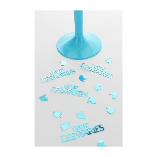 Confettis métallisés turquoise vive les mariés 2x2 cm - Photo n°1