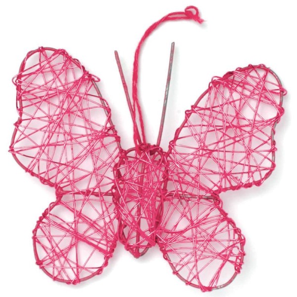 Papillon en fil de fer moyen Rose 9,5 cm - Photo n°1
