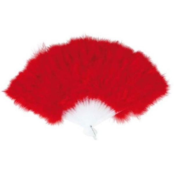 Éventail à plumes rouges (40 x 25 cm) - Photo n°1