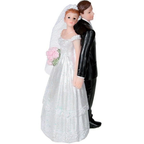 Figurine mariés femme bouquet A en polyrésine 12,5 x 6,5 cm - Photo n°1
