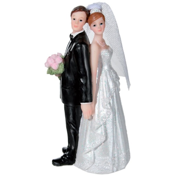 Figurine mariés homme bouquet B en polyrésine 12,5 x 6,5 cm - Photo n°1