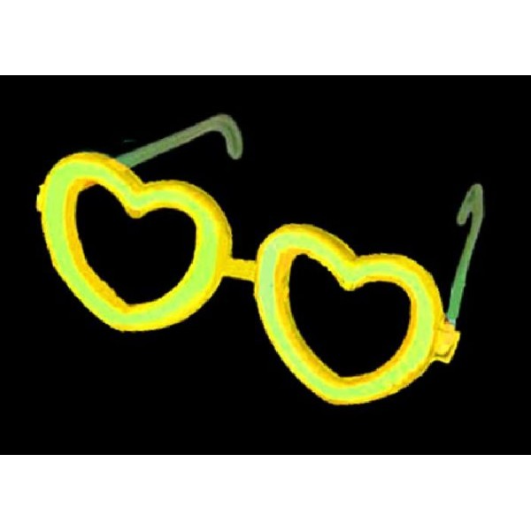 Lunettes cœur fluo jaune - Photo n°1