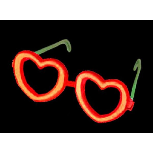Lunettes cœur rouge fluo - Photo n°1