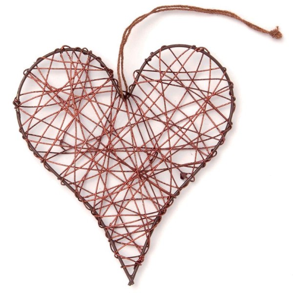 Coeur en fil de fer moyen Brun 8 cm - Photo n°1