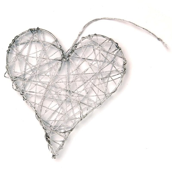 Coeur en fil de fer moyen Argent 8 cm - Photo n°1