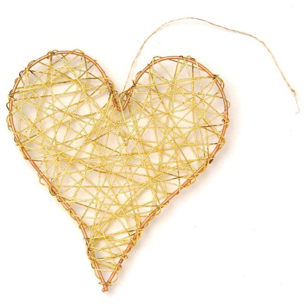 Coeur en fil de fer moyen Doré 8 cm - Photo n°1