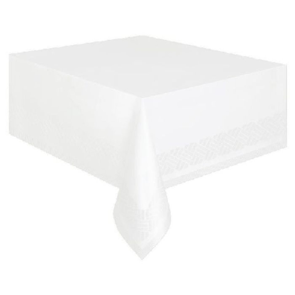 Nappe blanche papier doublé plastique 135 x 270 cm - Photo n°1