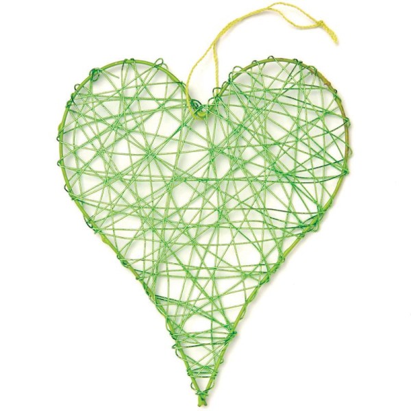 Coeur en fil de fer grand Vert 10 cm - Photo n°1
