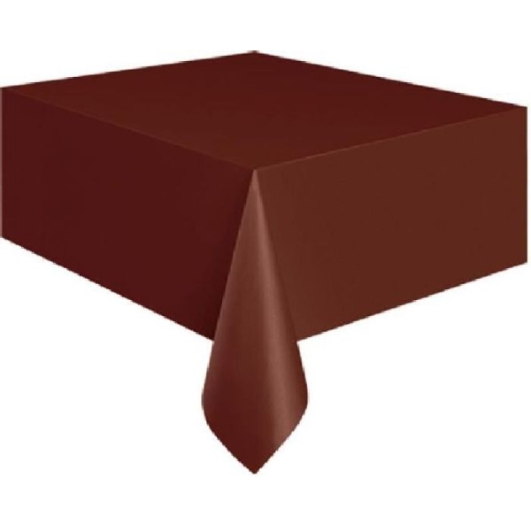 Nappe chocolat plastique rectangulaire 135x270 cm - Photo n°1
