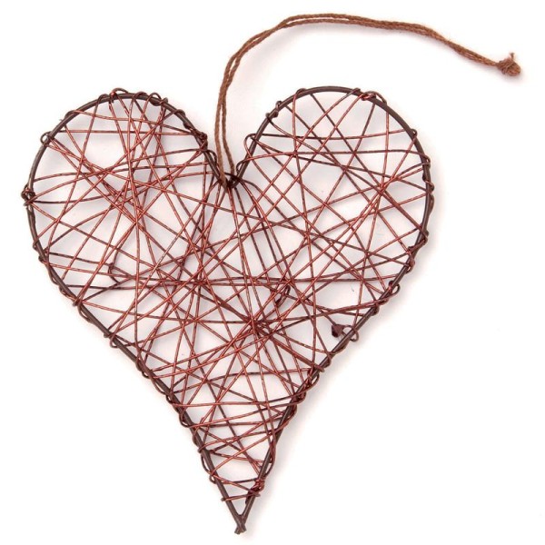Coeur en fil de fer grand Brun 10 cm - Photo n°1