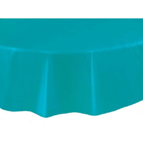 Nappe ronde bleue turquoise plastique 210 cm - Photo n°1