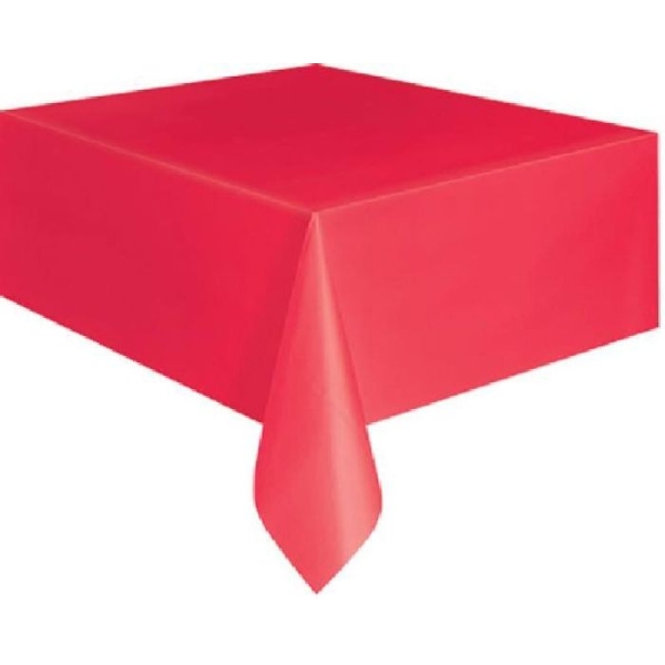 Nappe rouge plastique rectangulaire 135x270 cm - Photo n°1
