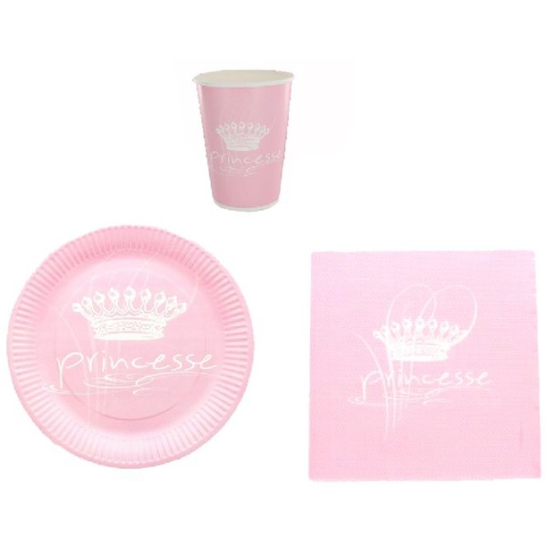 Set de table de princesse (10 assiettes,10 gobelets,20 serviettes) - Photo n°1