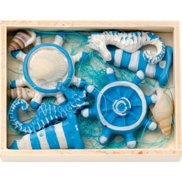 Boîte décorative Bord de mer - 10 figurines en résine - Photo n°1
