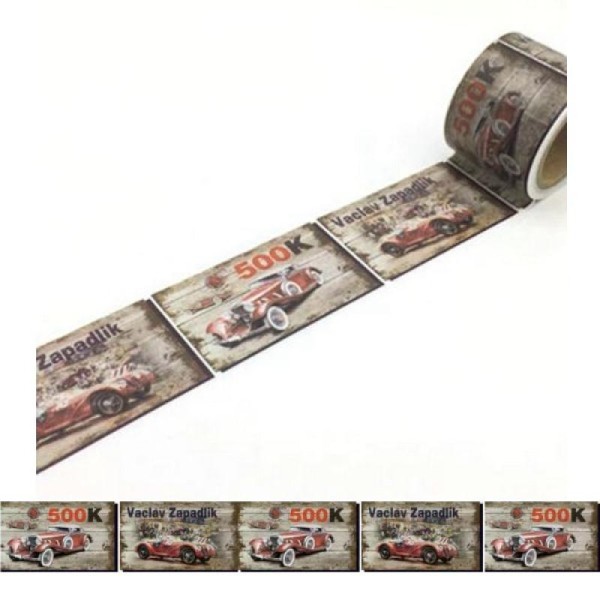 Washi Tape Masking Tape ruban adhésif scrapbooking 3 cm VINTAGE VOITURE - Photo n°1