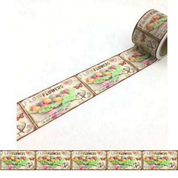 Washi Tape Masking Tape ruban adhésif scrapbooking 3 cm VINTAGE FLOWERS - Photo n°1