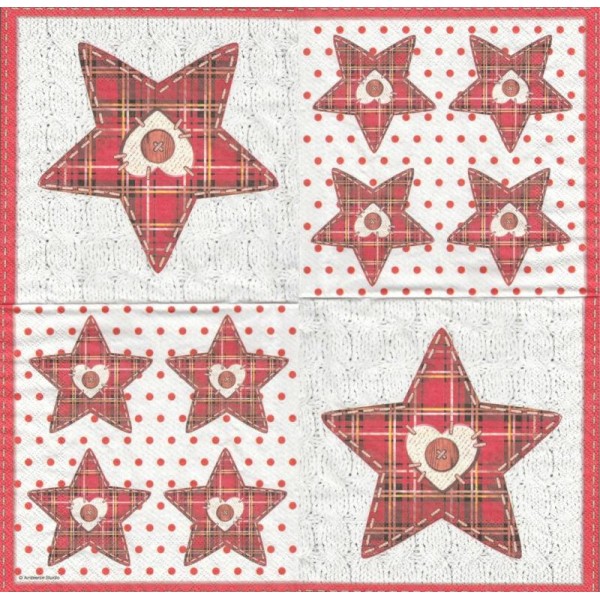 4 Serviettes en papier Étoile décor écossais Noël Format Lunch - Photo n°1