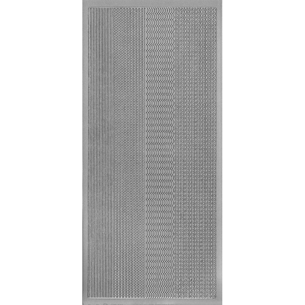 Sticker de contour, Lignes et Bandelettes fines Argentées, Planche 10x23 cm - Photo n°1