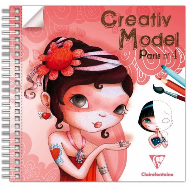 Carnet de dessin Créativ' Model Paris 4 Coiffure et maquillage - 50 pages - Photo n°1