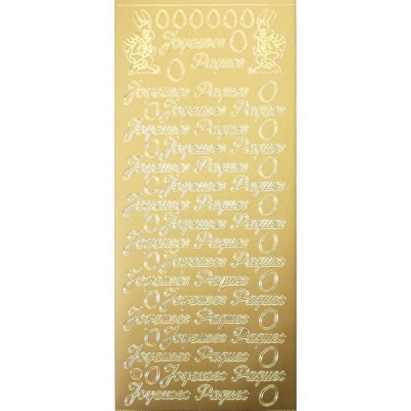 1 planche de stickers autocollants peel off doré JOYEUSES Pâques - Photo n°1