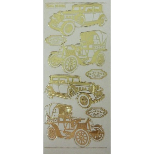 1 planche de stickers autocollants peel off doré transparents VOITURE ANCIENNE 5903 - Photo n°1