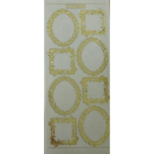 1 planche de stickers autocollants peel off doré transparents CADRE FLEURI 8605 - Photo n°1