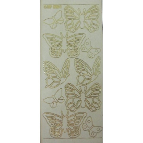 1 planche de stickers autocollants peel off doré transparents PAPILLON 5301 - Photo n°1