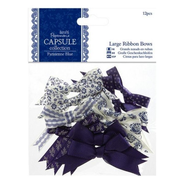 12 noeux en tissu Scrapbooking couture Papermania CAPSULE COLLECTION PARISIENNE BLUE - Photo n°1