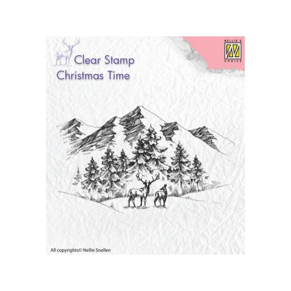 Tampon clear transparent scrapbooking NELLIE'S S CHOICE MONTAGNE NEIGE CERF - Photo n°1