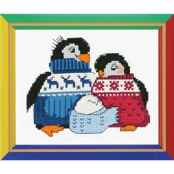 Riolis  HB128  Famille amicale des pingouins  Broderie  Point de Croix  Compté  Facile pour enfants - Photo n°1