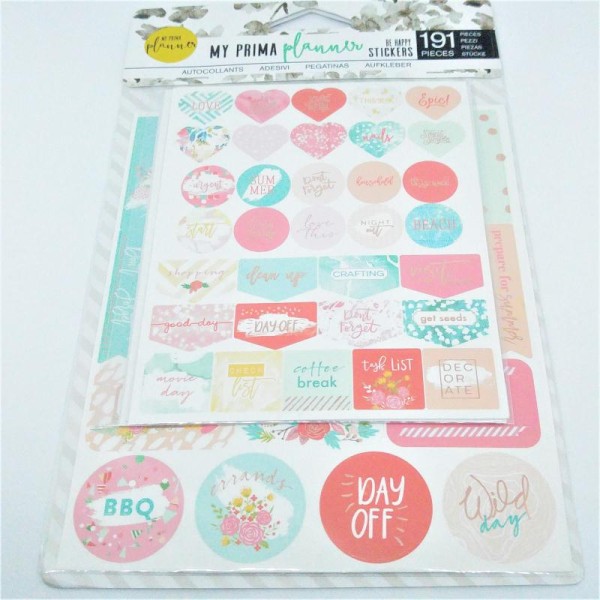 Six planches de stickers « be happy » Prima - Photo n°1