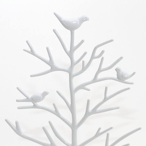 Porte bijoux arbre plastique avec corbeille Blanc - Photo n°3