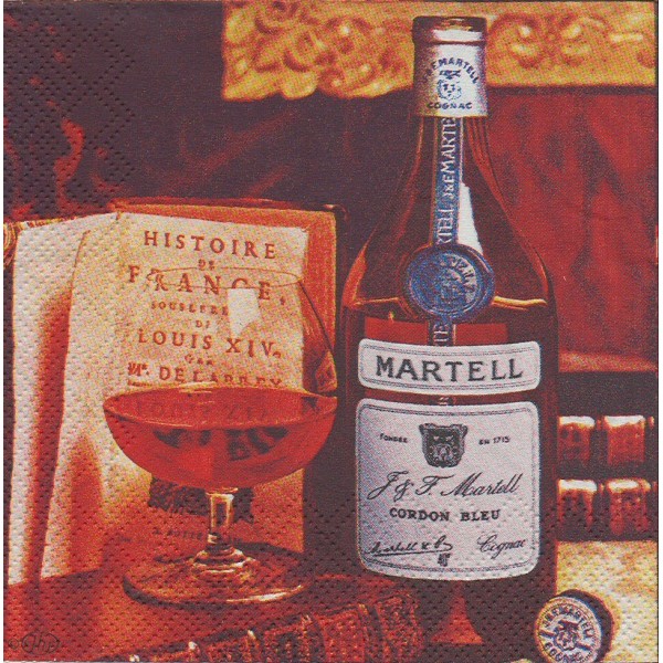 4 Serviettes en papier Publicité Cognac Martell Format Cocktail Decoupage Decopatch C-513900 IHR - Photo n°1