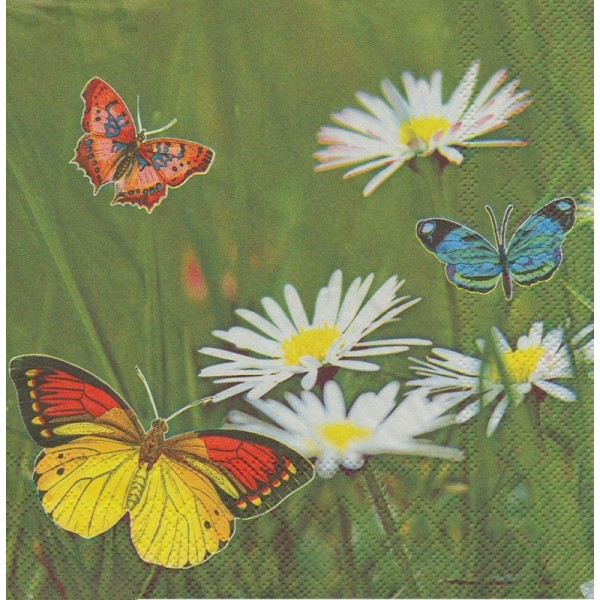 4 Serviettes en papier Papillon Marguerite Format Lunch - Photo n°1