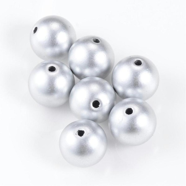 50 Perle Acrylique Argenté 6mm - Photo n°1