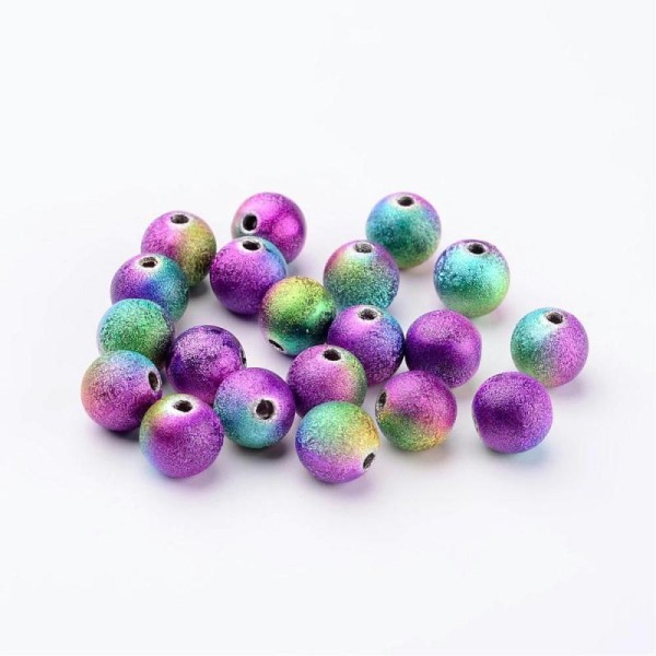40 Perle Acrylique Laquées Multicolore 8mm - Photo n°1