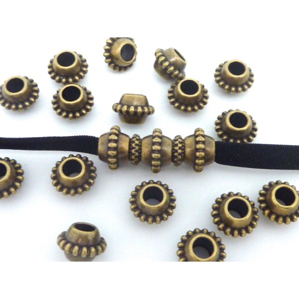 5 Perles Connecteur Ovale 11mm En Métal De Couleur Bronze À Gros Trou - Photo n°1
