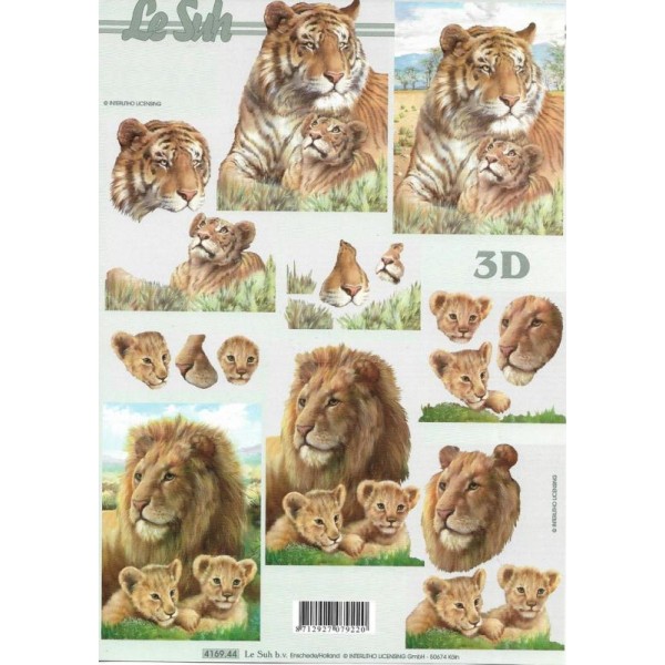 Feuille 3D à découper A4 Lion Tigre - Photo n°1
