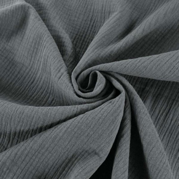 Tissu double gaze de coton Gris Souris x 50 cm - Photo n°1