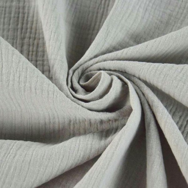 Tissu double gaze de coton Gris Clair x 50 cm - Photo n°1