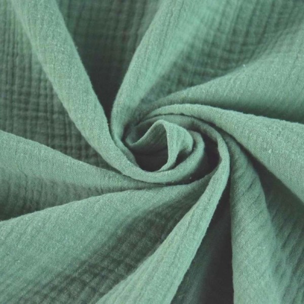 Tissu double gaze de coton Vert x 50 cm - Photo n°1