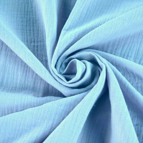 Tissu double gaze de coton Bleu Clair x 50 cm - Photo n°1