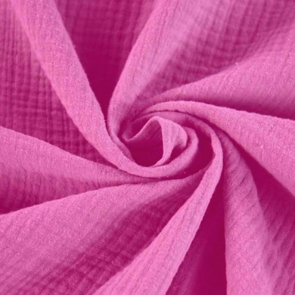 Tissu double gaze de coton Rose Fushia  x 50 cm - Photo n°1